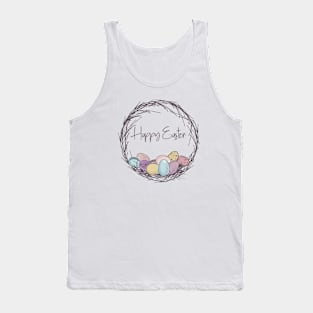 Happy Easter, Easter Egg Wreath Tank Top